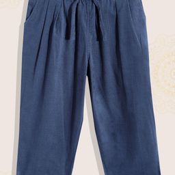 Biba Girls Navy Blue Solid Pure Cotton Trousers-image-30