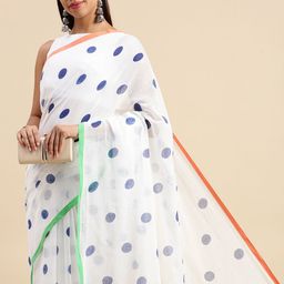DESH BIDESH Polka Dot Pure Cotton Taant Saree-image-20