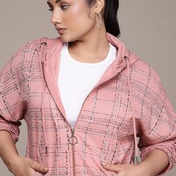 The Roadster Lifestyle Co. Plus-Size Checked Hooded Sweatshirt-picture-1