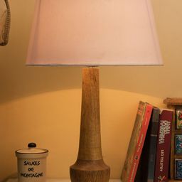 Homesake Brown & White Solid Handcrafted Bedside Standard Table Lamp with Shade-9