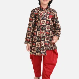 BownBee Boys Red & Beige Printed Sherwani Set-picture-8
