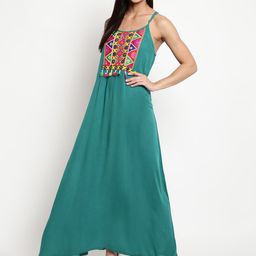 Mayra Women Turquoise Blue Solid Maxi Dress-image-60