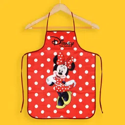 Kuber Industries Unisex Red & White Disney Minnie Print Silk Waterproof Kitchen Apron-18