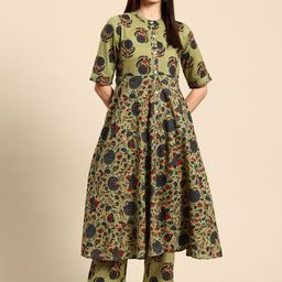 A&K Women Floral Printed Empire Pure Cotton Kurta with Palazzos-picture-39