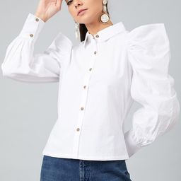 Athena Women White Solid Shirt Style Top-image-57