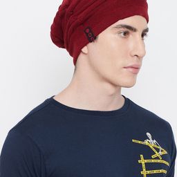 PUNK Men Maroon Striped Beanie-image-96