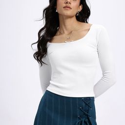 glitchez Ribbed Sculpted Ribbed Fitted Top-image-5