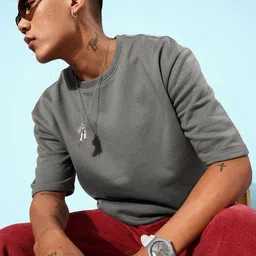 Roadster Men Grey Solid Oversized Baggy Sweatshirt-image-59