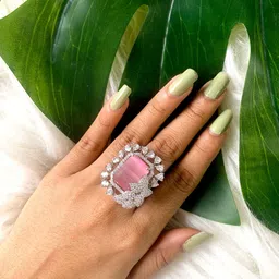I Jewels Silver Plated & Square Shape Finger Ring-17