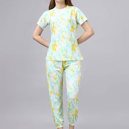 ELLITI Women Tie & Dye Printed T-Shirt & Trousers Co-Ords-image-69