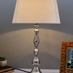 Homesake Silver-Toned Solid Handcrafted Bedside Standard Lamp-5