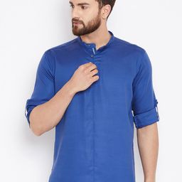 even Men Blue Solid Straight Kurta-image-90