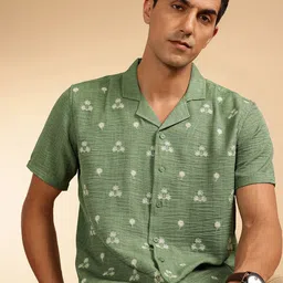 French Connection Men Premium Slim Fit Floral Textured Casual Shirt-image-46