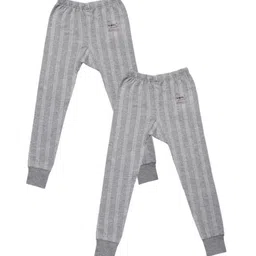 VIMAL JONNEY Kids Pack Of 2 Grey Striped Thermal Bottoms-image-55