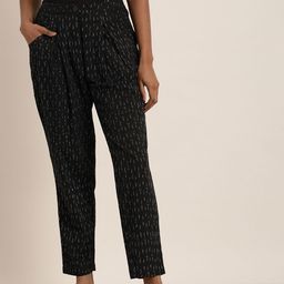 Taavi Ikat Women Pleated Detail Mid-Rise Trousers-image-22