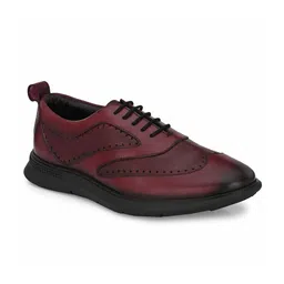 LEGWORK Men Round Toe Leather Formal Brogues-image-2