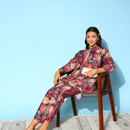 Indo Era Women Floral Printed Co-Ords Set-picture-26