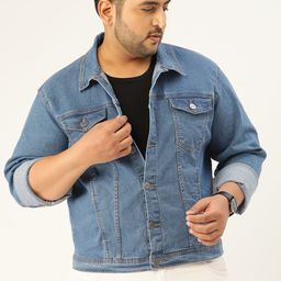 Sztori Men Plus Size Blue Solid Denim Jacket-picture-23