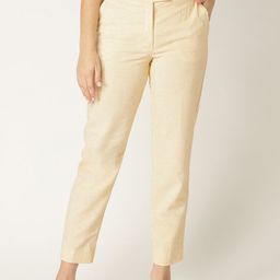 MANGO Women Cream-Coloured Solid Cropped Trousers-picture-13