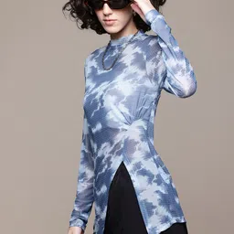 The Roadster Lifestyle Co. Printed Sheer Mesh Top-image-92