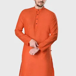 SHIWAM ETHNIX Men Orange Straight Kurta-45