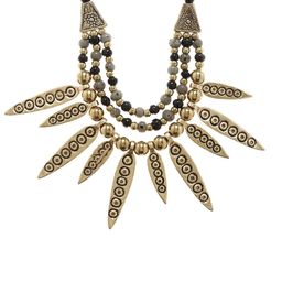 Bamboo Tree Jewels Antique Red & Gold-Toned Handcrafted Necklace-image-26