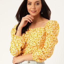 20Dresses Women Yellow Floral Print Crop Top-image-89