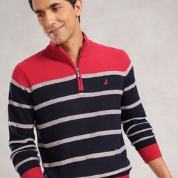 Nautica Striped Half Zipper Pullover-image-26
