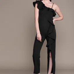 bebe Midnight Black Soft Romance Ruffled Jumpsuit-image-24