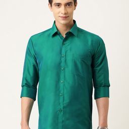 THANGAMAGAN Men Green Regular Fit Solid Casual Shirt-image-22