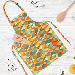 ArtzFolio Kids Cream Colored & Green Printed Cotton Aprons-30