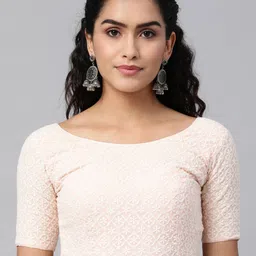 flaher Women Peach embroidered Georgette Readymade padded Blouse-image-52