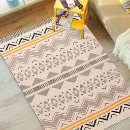 URBAN SPACE Beige & Mustard Printed 1000 GSM Cotton Carpets-15