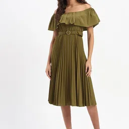 SZN Women Off-Shoulder Fit & Flare Midi Dress-image-30