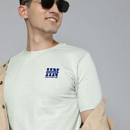 HERE&NOW Men Grey Pure Cotton T-shirt-image-132