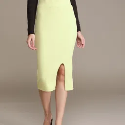 bebe Women Lily Green Soft Romance Textured Pencil Skirt-image-56