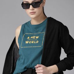 Roadster The Lifestyle Co. Women Typography Printed Pure Cotton T-shirt-image-32