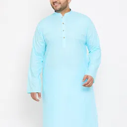 VASTRAMAY Men Turquoise Blue Cotton Blend Kurta-29