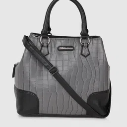 BELLADAMA Women Grey Textured Structured Handheld Bag-4
