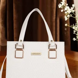 GRAADA Women Textured Structured Leather Handheld Bag-8