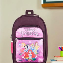 Kuber Industries Wine Disney Princess cute school bag with 4 compartments Backpack-picture-12