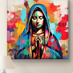 Myntra Elegant Homes Blue & Red Mother Mary Canvas Wall Art-image-50