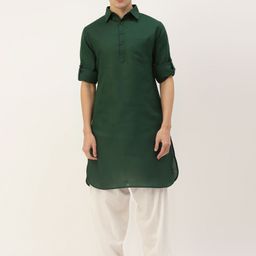 Molly & Michel Men Green Pure Cotton Kurta with Salwar-50