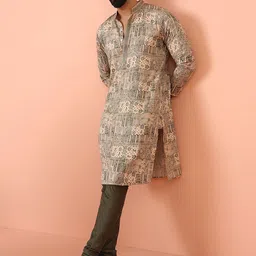 KISAH Men Abstract Regular Fit Printed Kurta Churidar Set-picture-10