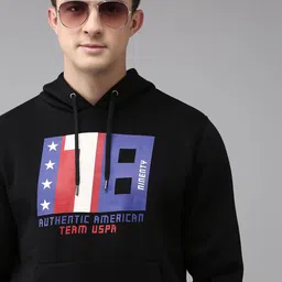 U S Polo Assn Denim Co Men Black Printed Hooded Sweatshirt-image-52