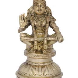 Exotic India Gold Toned Brass Lord Ayyappan Showpiece-image-4