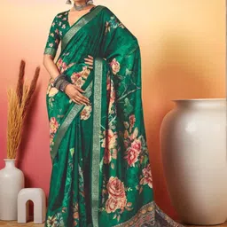 Sangria Tusaar Floral Printed Saree With Blouse Piece-48