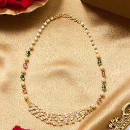 Zaveri Gold-Plated Multi Layer Beaded Pearls Necklace-22