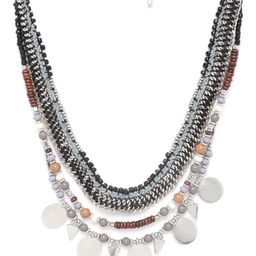 RICHEERA Grey & Black Silver-Plated Beaded Layered Tribal Necklace-13