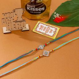 NVR Men Set of 2 Multicolor Artificial Stones Thread Rakhi-image-1